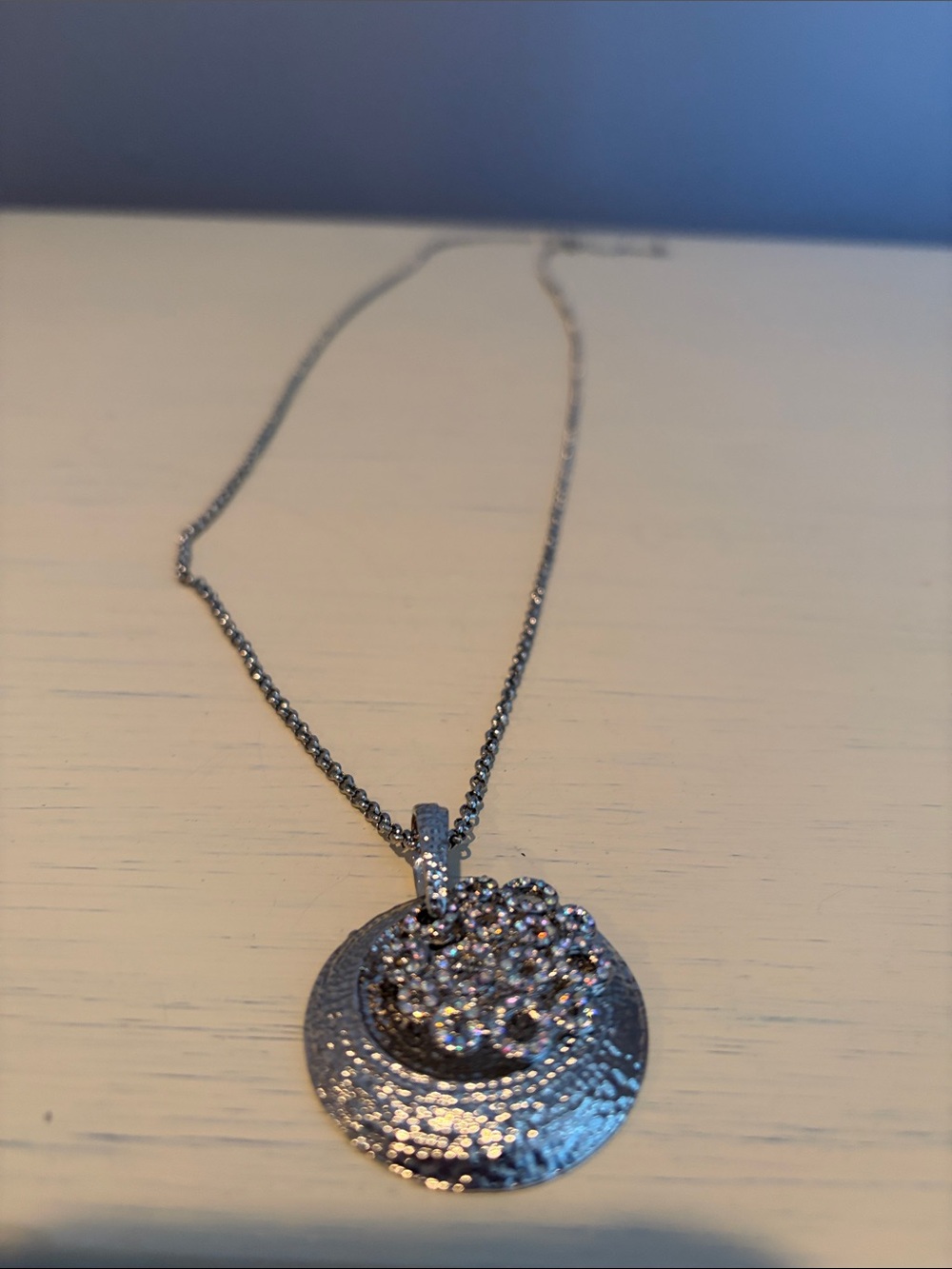 NWOT Silver-tone Crystal Cluster Pendant Necklace